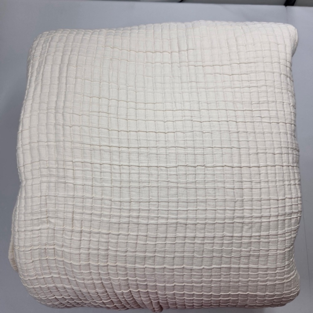 NWOT QUINCE Organic Ribbed Cotton Coverlet Set King/Cal King Ivory 4182 - Picture 6 of 11